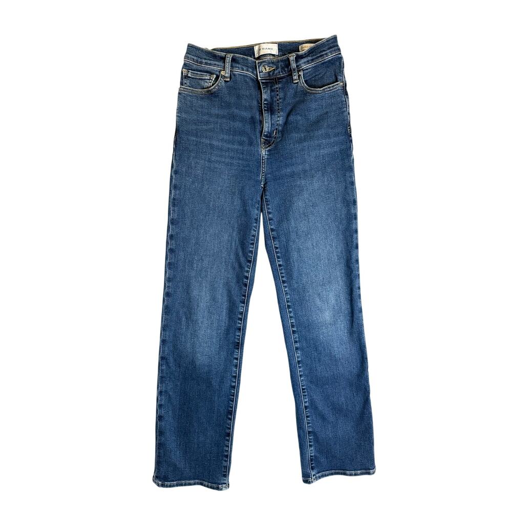 FRAME Le Sleek Straight Jeans Womens 26 Medium Wash High Rise Stretch Denim